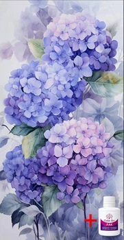 Алмазна мозаїка на підрамнику ColorArt 30x50 Гортензії + голограмні алмазики TPP912 + Подарунок лак для покриття