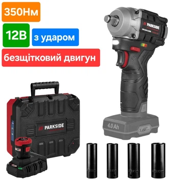 Гайковерт акумуляторний безщітковий ударний 350 Нм Parkside PPDSSA 12 A1 з АКБ та ЗП