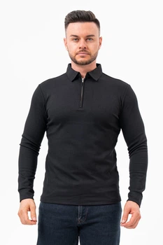 Джемпер-поло на молнии K.O.R 99981 Черный (BLACK) 4XL