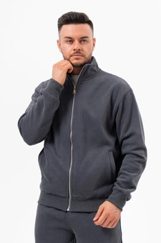 Спортивна флісова кофта на блискавці K.O.R 852 Темно-сірий (No21 d.grey) 2XL