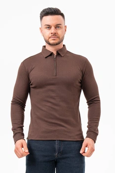 Джемпер-поло на молнии K.O.R 99981 Коричневый (BROWN) 2XL