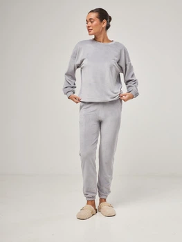 Пижама (свитшот + штаны) женская больших размеров BARWA garments 0332/333 2XL Светло-серая (2113323335105)