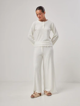 Пижама (лонгслив + штаны) женская с вискозы BARWA garments 0379/380 L Молочная (2113793803128)