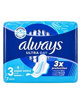 Прокладки гигиенические Always Ultra Day & Night День и ночь ароматизированные ультратонкие с крылышками для обильных выделений 7 штук (8700216916059)