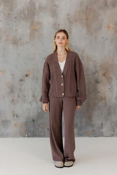 Жіночі в'язані штани Олівія ART KNIT шоколад, S-M 046155