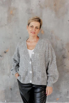 Кардиган жіночий Мереживо ART KNIT сірий, L-XL 045757