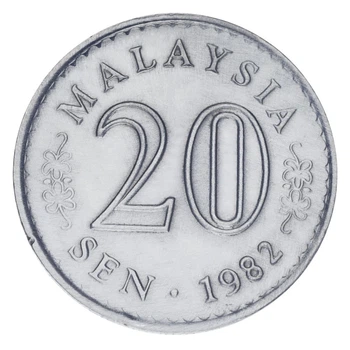 Монета Малайзия 20 сен 1982 AU-UNC