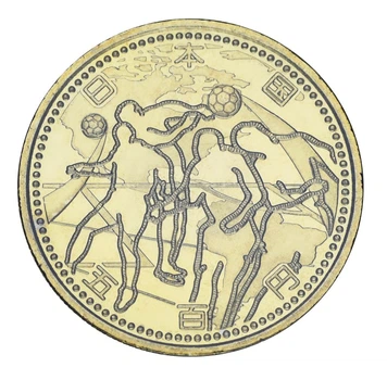 Монета Япония 500 йен 2002 UNC Чемпионат мира по футболу в Японии и Корее - Северная и Южная Америка