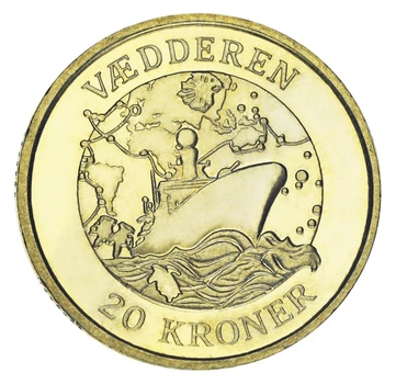 Монета Дания 20 крон 2007 AU-UNC Корабли - Ледокол