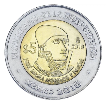 Монета Мексика 5 песо 2010 Биметалл UNC Jose Maria Morelos Pavon