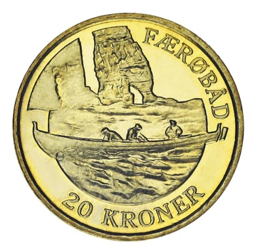 Монета Дания 20 крон 2009 AU-UNC Корабли - Фарерская лодка