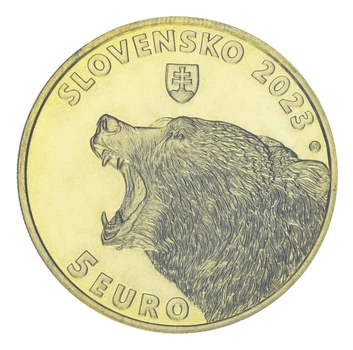 Монета Словаччина 5 євро 2023 UNC Флора та фауна Словаччина - Ведмідь