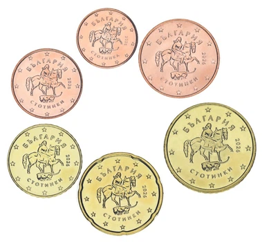 Набор монет Болгария набор из 6 монет евро 2026 UNC 1, 2, 5, 10, 20, 50 евроцентов