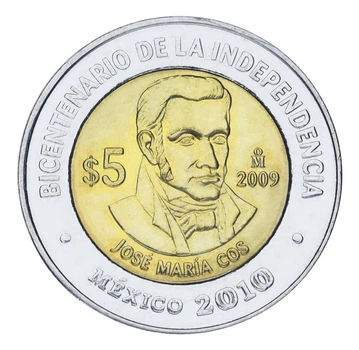 Монета Мексика 5 песо 2009 Биметалл UNC Jose Maria Cos