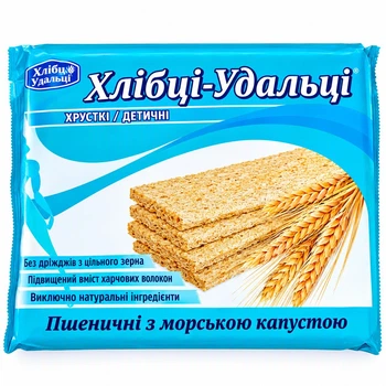 Хлібці дієтичні Лавка Здоров'я Хлібці-Удальці хрусткі пшеничні з морською капустою 100 гр.