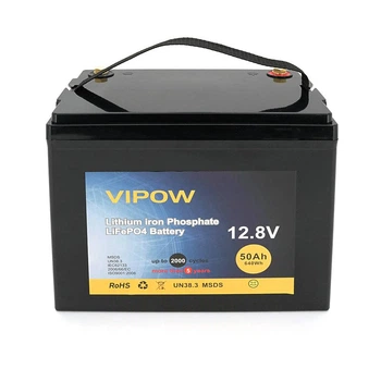 Акумуляторна батарея Vipow LiFePO4 12,8V 50Ah з вбудованою ВМS платою 40A,(229*138*208)Q2