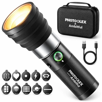 Фотографічне світло Light 10W, 8400 мА·год, 4 кольори, плавне регулювання яскравості, 10 світлових ефектів, 3× 1/4", портативне