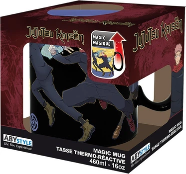 Kubek termiczny Abystyle Jujutsu Kaisen Group zmieniający kolor pod wpływem ciepła 460 ml (ABYMUGA723) (3665361174547)