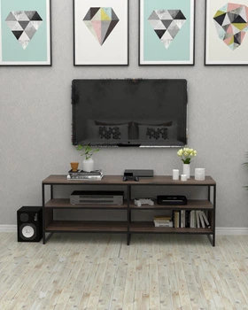 Тумба-стеллаж под телевизор в стиле лофт EcoLoft Меридо DSP-1526-8