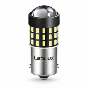 Світлодіодна автолампа LEDLUX P21W BA15s 54 SMD 3014 з лінзою та драйвером 560 Лм 9–30 В
