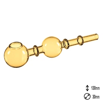 Трубка Вапорайзер Стеклянная 15 см "Oil Pipe Two Balls Yellow"