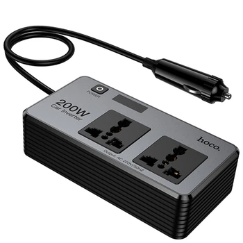 АЗП інвертор Hoco Z66 New PD66W+QC3.0 (2USB-A/1C/2xSocket) (0.5m) Black