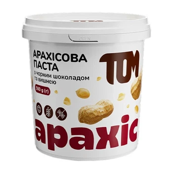 Арахісова паста з чорним шоколадом та вишнею TOM peanut butter 500 г