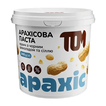 Арахісова паста кранч з чорним шоколадом та сіллю TOM peanut butter 1 кг