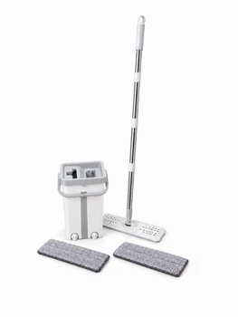 Комплект для домашнього прибирання легка швабра, що обертається, лінива швабра з складною ручкою і відром для віджиму 8л, Білий із сірим (220011682)