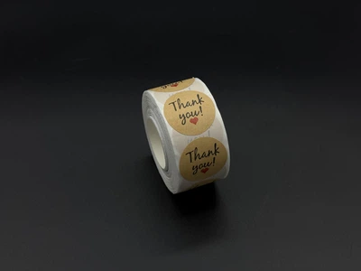 Наклейки для подарков и праздников с надписью Thank you декоративные в рулоне 25 мм 500 шт Коричневый (NLP-105)