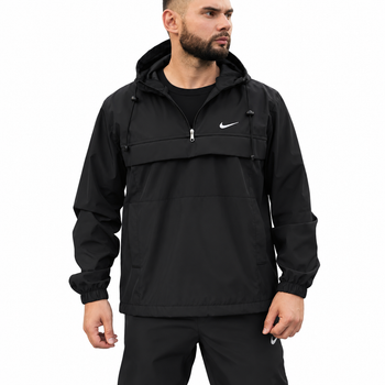 Мужской анорак Nike President черный, ветровка с капюшоном на осень XXL