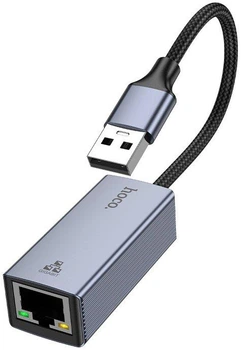Адаптер Hoco UA37 Type-A to RJ45 Gigabit Ethernet Metal Gray