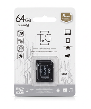 Карта пам'яті micro TG 64GB class 10 з адаптером