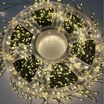 Светодиодная гирлянда-нить 150 м, 3000 LED, теплый свет, пульт, IP44, зеленая проволока