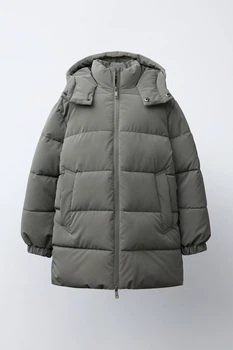 Зимняя куртка для мальчика Zara 128 размер серый-хаки 6318770506