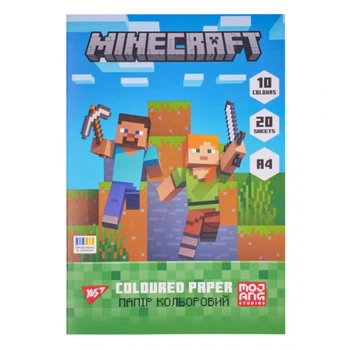 Папір кольоровий односторонній Yes Minecraft A4 20 арк. скоба (955457)