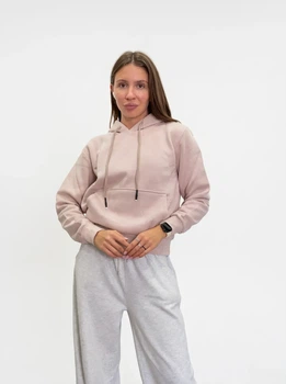 Жіноче однотонне худі на флісі Pink Daisy Пудровий M (7432)