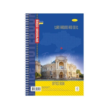 Блокнот для записів Б-Л4-40-1, 40 аркушів, клітинка, пружина збоку