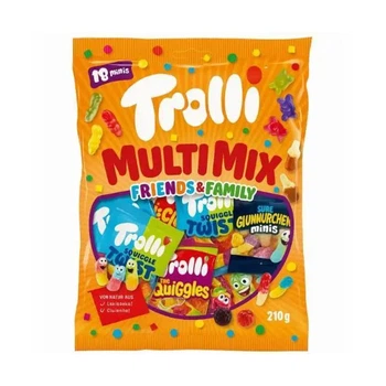 Цукерки жувальні без глютену та лактози набір Trolli Multi mix Minis Friends&Family Троллі міні мікс Мініс желейні асорті 9шт 210г