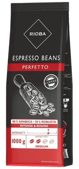 Кава в зернах Rioba Espresso Perfetto Beans Coffee Intense&Round Medium Roast Ріоба Еспресо Перфетто Купаж Арабіки Міцна 1000г