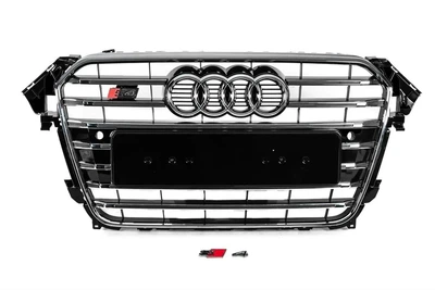 Решетка радиатора Audi A4 / S4 B8.5 2012-2016 стиль S4 хром + черный глянец
