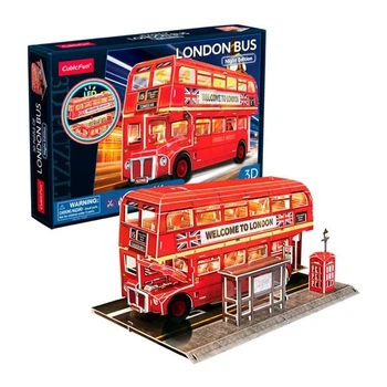 3D пазл CubicFun City Line с LED-подсветкой Лондонский автобус