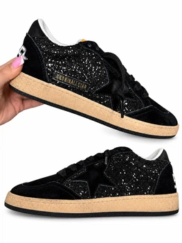 Женские кеды Golden Goose черные из натуральной кожи с серебристым декором в полной упаковке размер 41