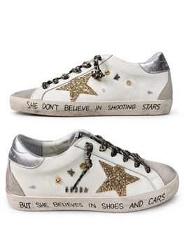 Женские кеды Golden Goose бело-серебристые из натуральной кожи с декоративной звездой в полной упаковке размер 36