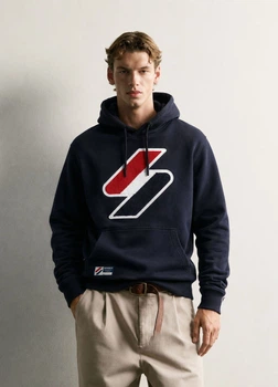 Худи из хлопка Superdry 7932058c71 L темно-синее (100016919)