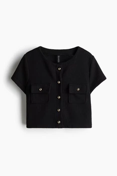 Топ на пуговицах H&M 1237731006c72 XS черный (100017228)
