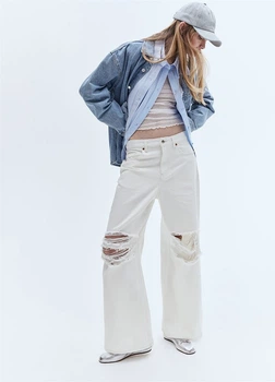 Широкие джинсы H&M 1240845001c26 32 молочные (100017313)