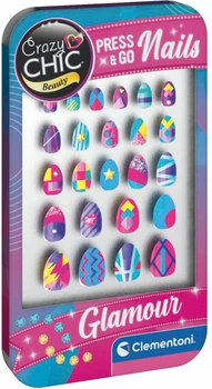 Zestaw sztucznych paznokci Clementoni Crazy Chic Press & Go Nails - Glamour 24 szt (18896) (8005125188963)
