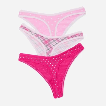 Набір трусиків танга жіночих бавовняних Victoria's Secret 426701675 XL 3 шт Рожевий (1162659502)