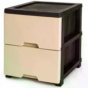 Пластиковий комод Neo бежевий на 2 яруси 45 × 45 × 35 см